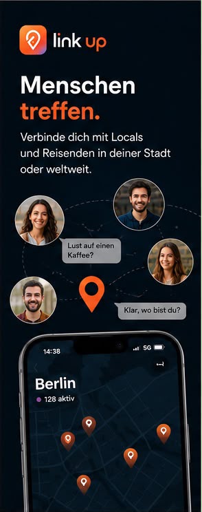 Link-Up-Motiv zum Treffen von Menschen in einer Stadt